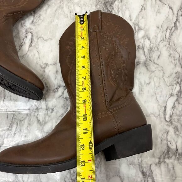 Justin Boots Brown Leather Cowboy Farm Boots Western Shoe Size Mens 10D JB1100 - Picture 2 of 7